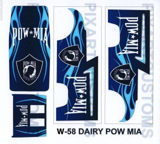 W - 58 For Hot Wheels Custom Dairy Delivery Pow Mia Waterslide Decal Set 1:64