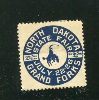 Poster Stamp Label North Dakota State Fair Grand Forks Irwin Bros Wild West Show