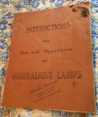 Ca.  1935 - 1940 Era Instructions For Mineralight Lamps By Ulta - Violet Products,  La