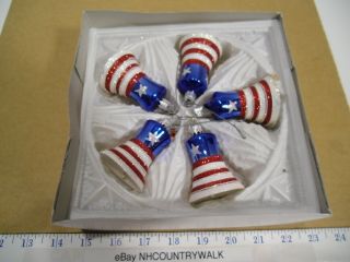 Home For The Holidays Celebrate Usa Bell Handblown European Glass Ornaments,  Euc