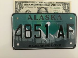 Alaska Motorcycle License Plate 4851af W/ Aurora Borealis Aka Northern Lights