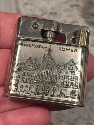 Vintage Semi Automatic Pocket Lighter - 1000 Zunder / Engraved Romer Frankfurt
