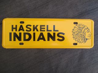 Vintage 1960s - 1970s Haskell Texas High School Indians Tin License Plate Topper