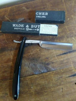 Vintage Wade & Butcher Straight Razor with Box Sheffield England 3