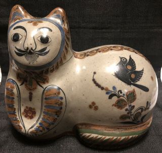 Large 12”x9.  5” Tonala Pottery Cat - Jorge Wilmot