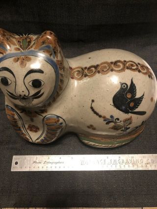 Large 12”x9.  5” Tonala Pottery Cat - Jorge Wilmot 4