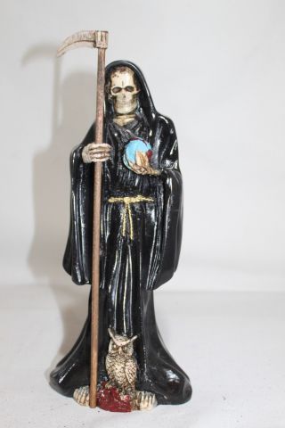 559 Statue Lady Santa Muerte Black 12 " Holy Death Proteccion Familia Negocio