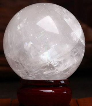 Natural Clear Quartz Crystal Sphere Ball Healing Gemstone About 80mm,  Stand