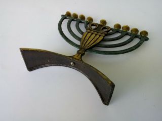 DAYAGI - VINTAGE MID CENTURY JEWISH MENORAH BRASS CANDLE HOLDER - MADE IN ISRAEL 4