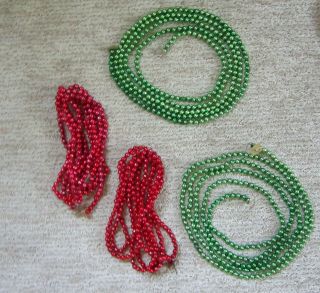 Vintage Red And Green Mercury Glass Garland Four Strands