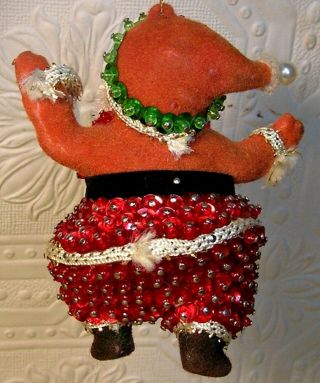 2 Vintage Christmas Sequined Ornaments Dancing Santa and Sleigh with Rudolph 7