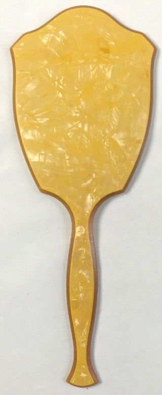 Vintage Yellow Marbled Style Vanity Hand Mirror 1930’s Oval Fashion Accessories