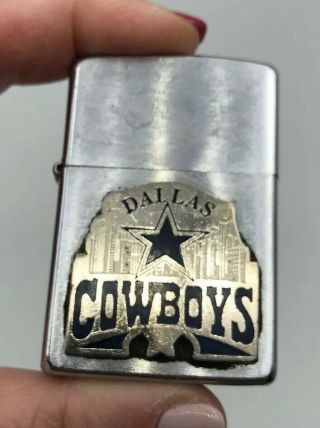 Zippo Dallas Cowboys Football Cigarette Lighter Chrome Collectible Wow Vintage
