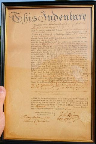 1794 Philadelphia Pa.  Merchant Indenture Apprentice Document Look