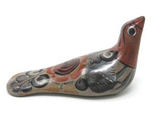 Tonala Bird Hand Painted Clay Pottery Folk Art Mexico Artist Signed Vintage