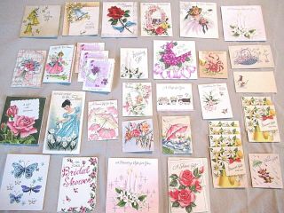 35 Vtg 50s Bridal Wedding Shower Little Gift Cards Signed Euc Crafts Scrapbook