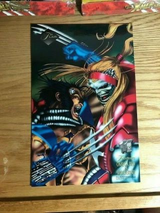 1994 Marvel Flair 6.  5 X 10 Wolverine Vs.  Omega Red Flair Ultra Print Nm Rare