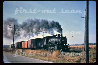 Duplicate Slide - Milwaukee Road Milw 1009 Steam Action On Freight 1950s