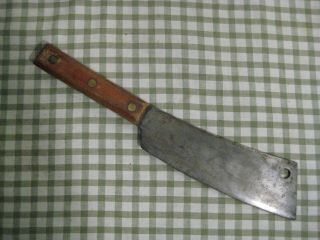 Old Vintage Fixed Blade Butcher Knife Carbon Steel Meat Cleaver Chopper 8 "