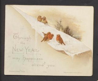 C4526 Victorian Folding Die Cut Year Card: Birds,  A West