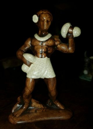 Vintage Treasure Craft Male Hawaiian Dancer Percussionist Figurine Tiki
