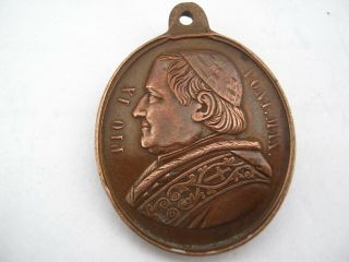 Large Pope Pius Ix Medal Antique Religious Copper Medal Pendant