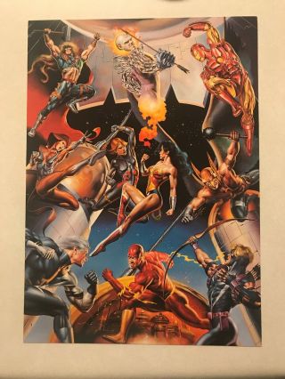 Marvel Vs Versus Dc Ad Sell Sheet Very Rare 1995 Iron Man Wonder Woman Flash