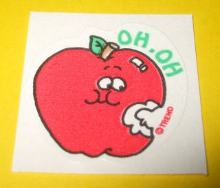 Vtg 80s Trend Scratch - N - Sniff Matte Stinky Sticker Oh,  Oh Apple Scent Rare Htf