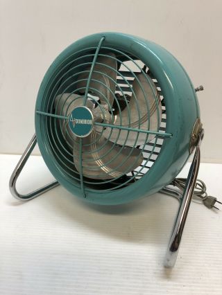 1950s Vintage 10 " Dominion Turqouise Floor Fan,  Model 2007,  Good Shape