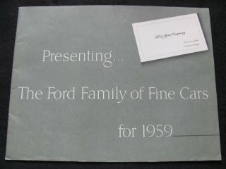 Presenting The Ford Family Of Fine Cars For 1959 Sales Brochure For Stockholders