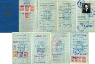 Rhodesia 1965,  Greek Passport With 15 Rhodesian Revenues & Visas,  Rare A136