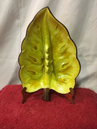 Treasure Craft Of Hawaii Ceramic Red Brown Drip Banana Leaf Ashtray 29 Vtg 1963