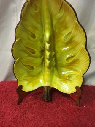 Treasure Craft of Hawaii Ceramic Red Brown Drip Banana Leaf Ashtray 29 VTG 1963 3