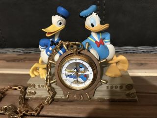 1934 - 1999 Disney Donald Duck Pocket Watch With Figure Limited Edition 65 Years