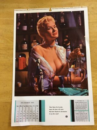 Vintage Playboy Calendar Page December 1962 Janet Pilgrim