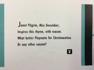 Vintage Playboy calendar page December 1962 Janet Pilgrim 4
