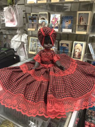 Santeria Dolls.  Elegua Dolls.  14 Inches Tall Black And Red Spiritual Doll.  Yoruba