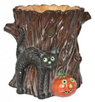 Yankee Candle Halloween Black Cat Tree Trunk Tart Warmer Burner Not Electric