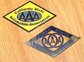 Two Vintage California State Automobile Association License Plate Badges