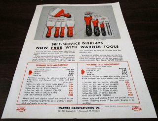 Vintage 1952 Warner Painter Tools Dealer Advertising Price Brochure Z
