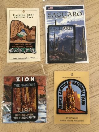 Official Zion,  Capitol Reef,  Saguaro,  Bryce Canyon National Park Souvenir Patch