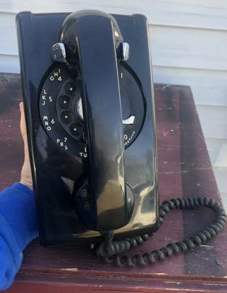 Vtg 1969 Black Western Electric Bell System 554 Rotary Dial Retro Wall Phone