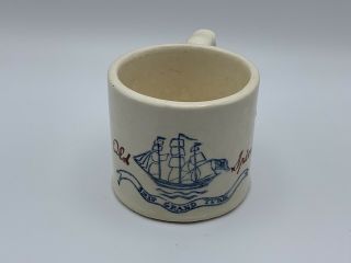 Old Spice Shaving Mug Ceramic Pottery Ship Friendship White Blue Red Vintage Jb