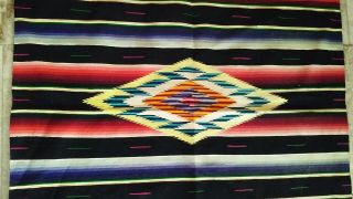 Multi color Vintage Mexican Serape Saltillo fine Wool Blanket 1940s - 1950s kilim 5
