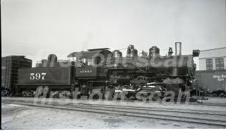 B&w Negative - Atsf Santa Fe 597 Steam 0 - 8 - 0 At San Bernardino Ca 1948