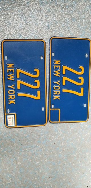 Low Number 1966 - 73 York 227 License Plates