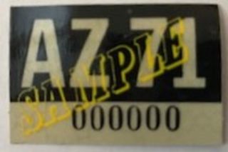 Arizona 1971 Sample License Plate Sticker Nos