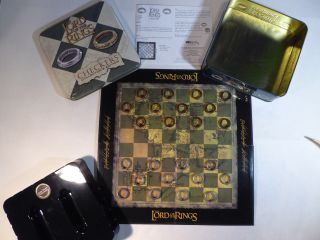 Tolkien Lord Of The Rings Collectors Edition Checkers W/gold & Silver Rings Vg