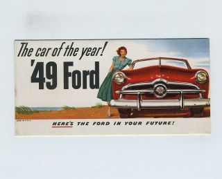 Vintage Advertising Blotter Card 1949 Ford Automobile Car Auto Vehicle Hj5300