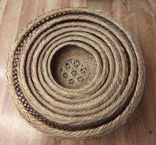 Vintage Wicker Rattan Nesting Baskets Bowls Casserole